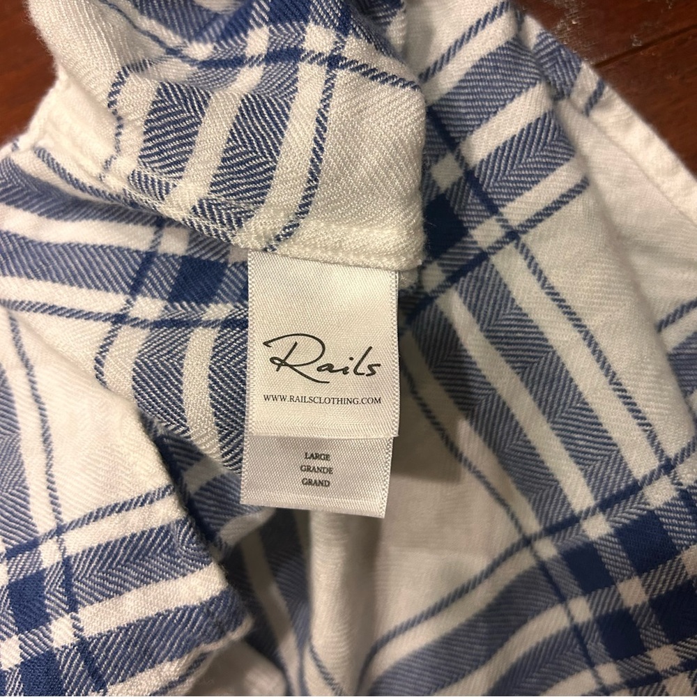 $188 Rails Hunter Shirt White Sapphire plaid shirt size large - Picture 7 of 10